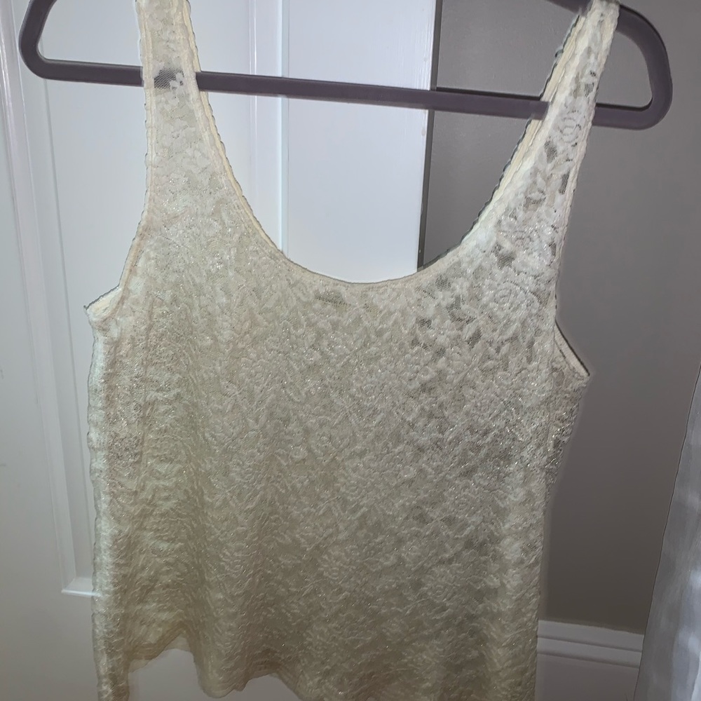 Luminescent Laced White/Silver/Gold Tank Top